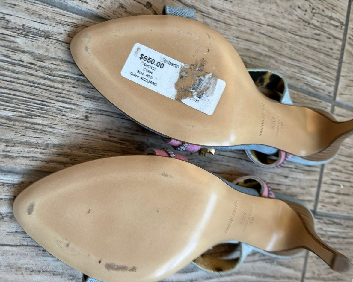 Roberto Cavalli Denim Charm Heels Brand New - 40