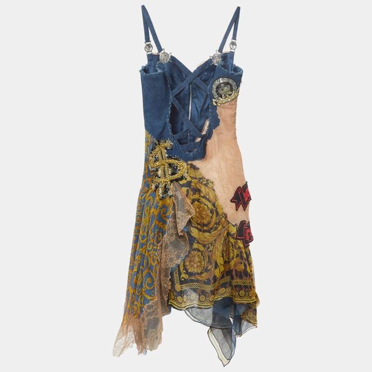 Versace Chaos Couture Embellished Denim Dress SS 2005 - S