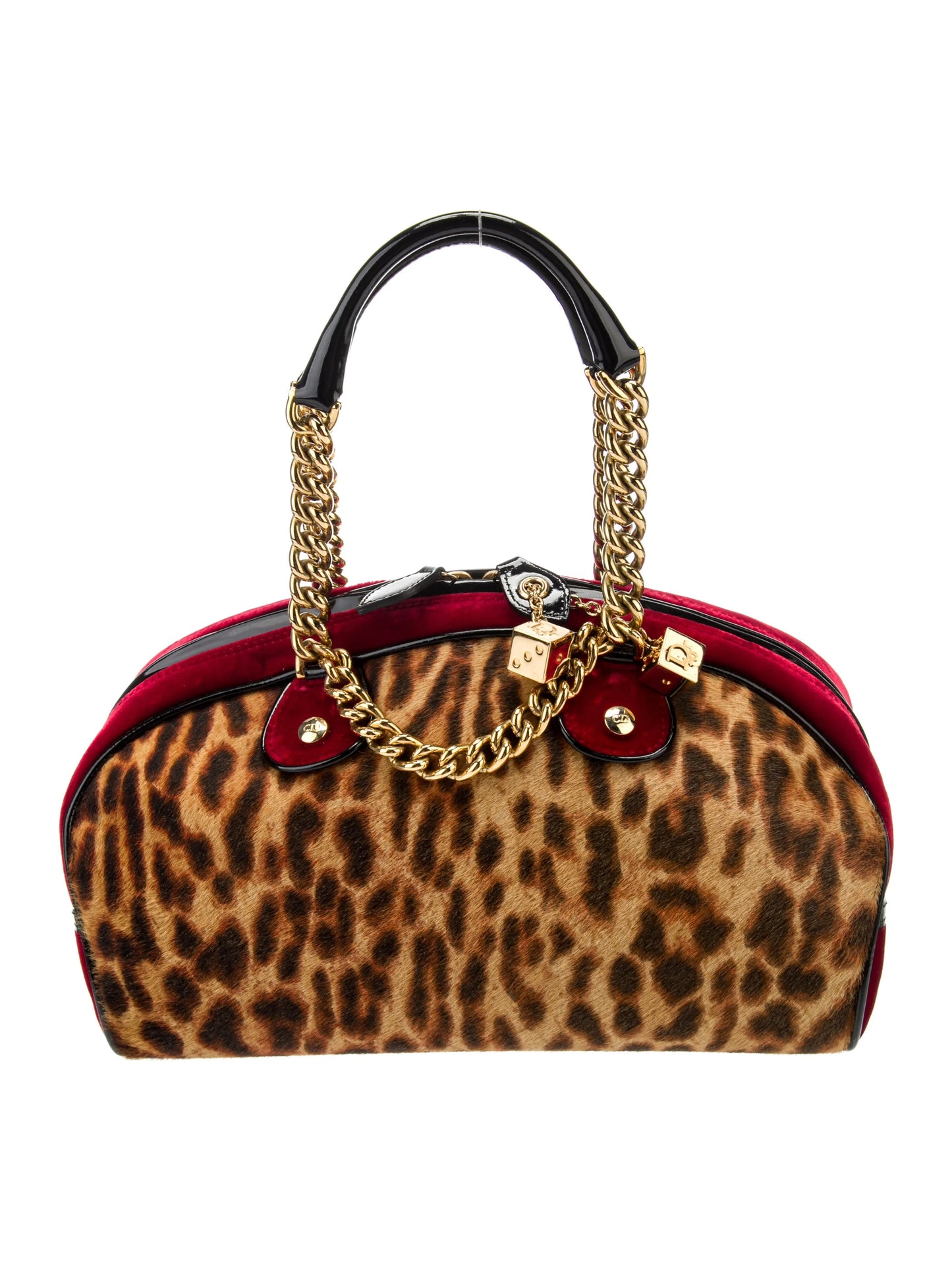 Dior Leopard Print Pony Hair Gambler Bag