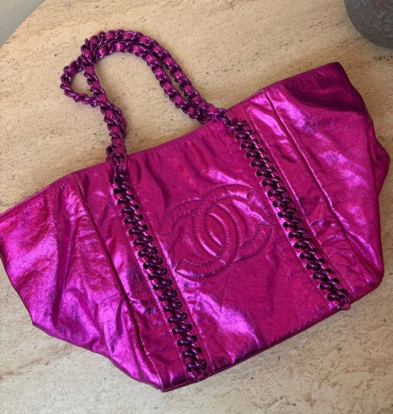 Chanel 2000s Metallic Tote Bag
