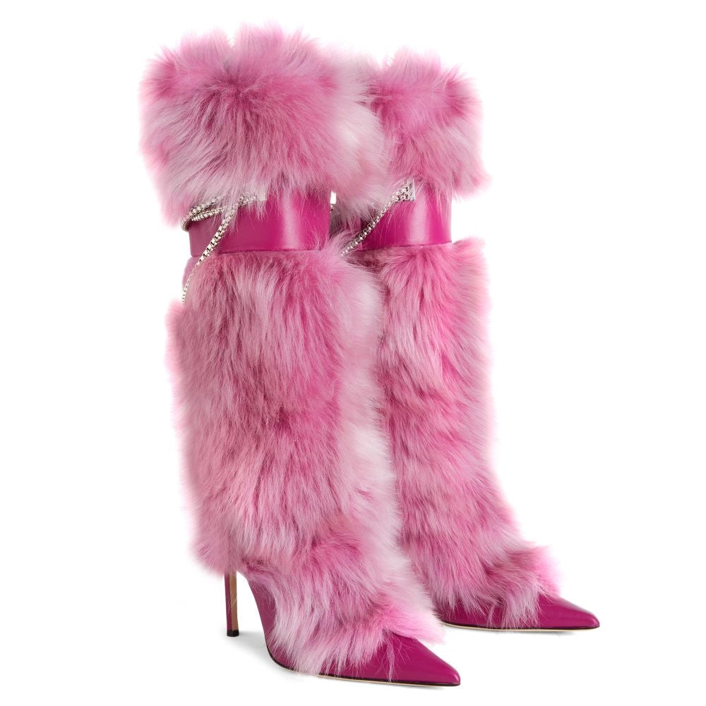 Giuseppe Zanotti Chain Fur Boots Brand New - 37