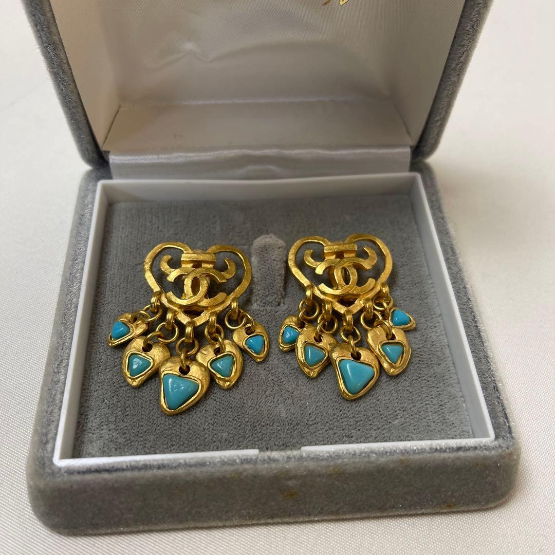 Chanel Vintage 1995 Turquoise Fringe Earrings