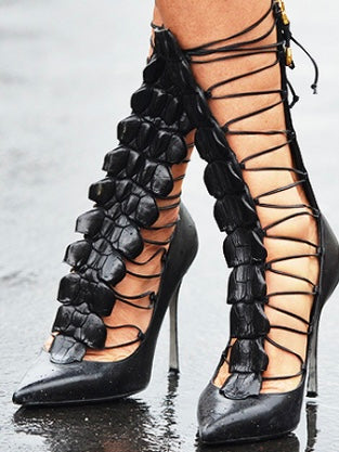 Sergio Rossi Crocodile Lace Heels - 36