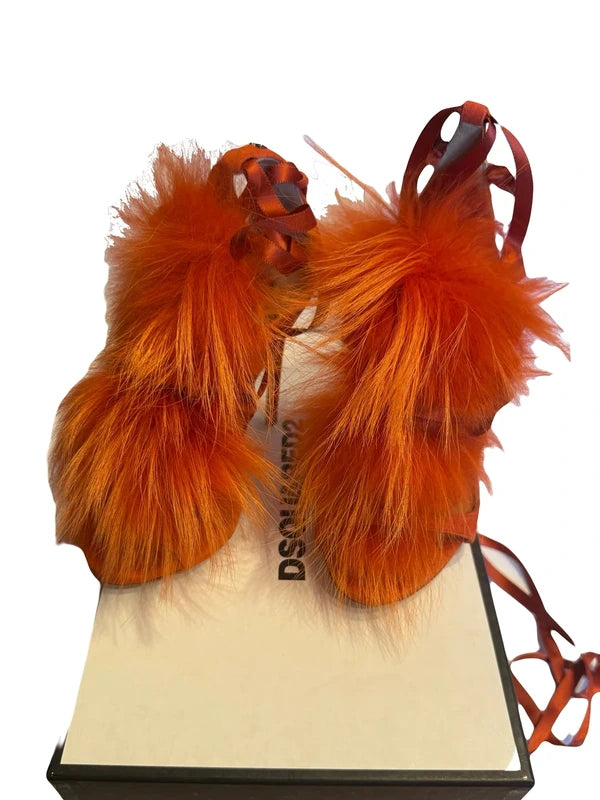 Dsquared2 Riri Fur Lace Up Heels Brand New - 36/36.5