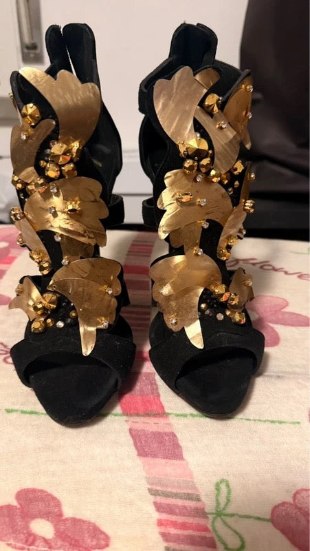 Giuseppe Zanotti Gold Leaf Heels - 37/37.5