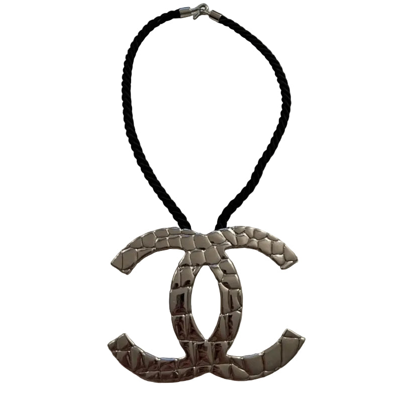 Chanel Croc Steel Silver Rope Choker Necklace