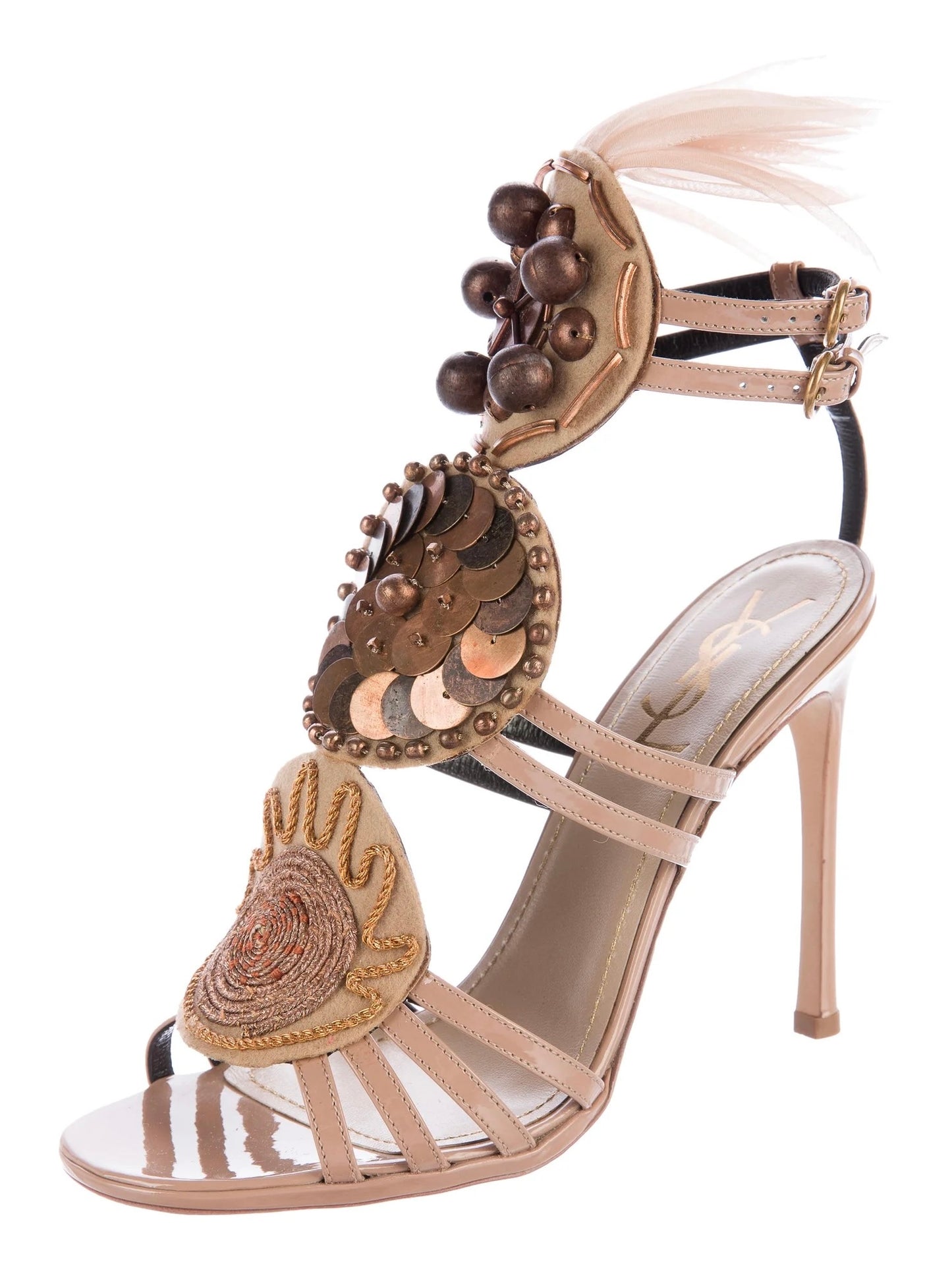 Yves Saint Laurent Folies Tribal Embellished Heels - 36