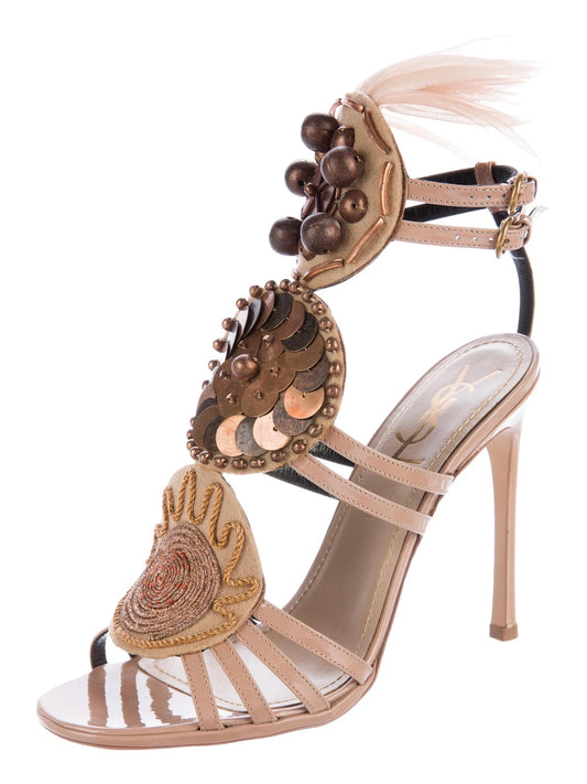 Yves Saint Laurent Folies Tribal Embellished Heels - 36
