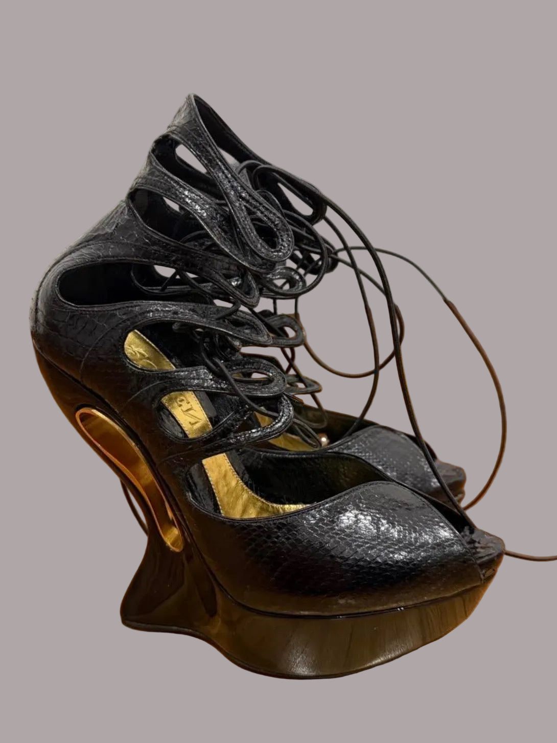 Alexander Mcqueen S/S 2012 Runway Python Wedge Heels Brand New - 38