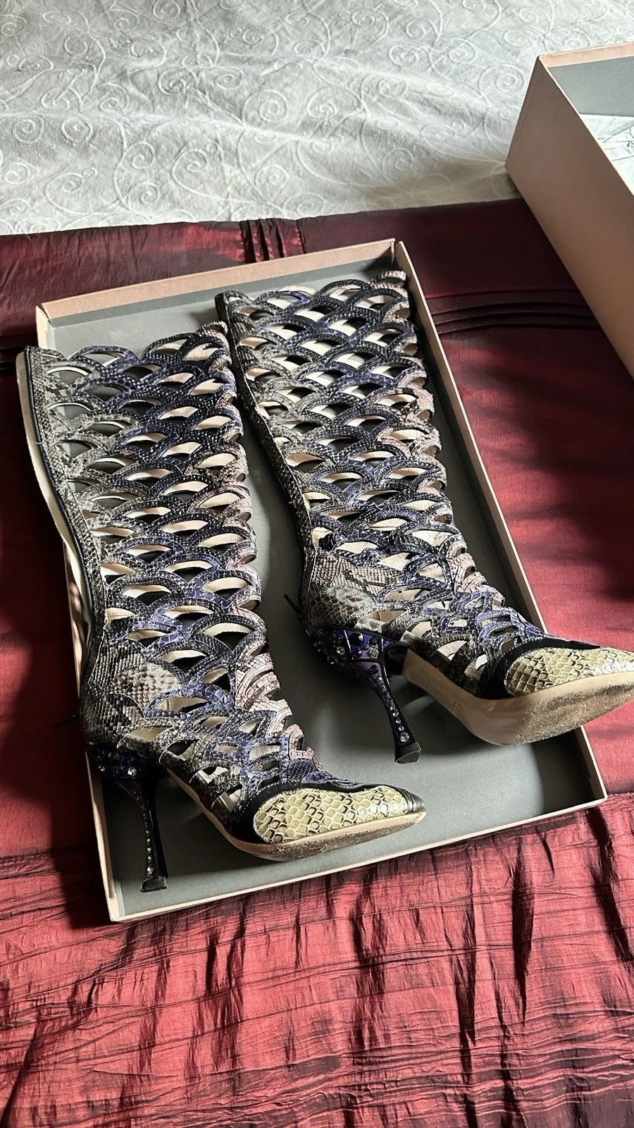 Miu Miu Sculptural Python Heels - 34.5, 38 + 39