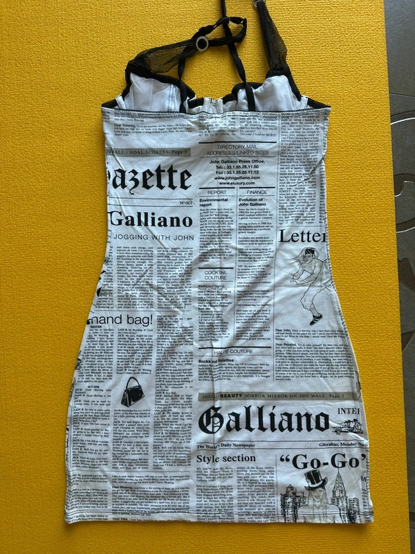 Galliano Newspaper Mini Dress - S