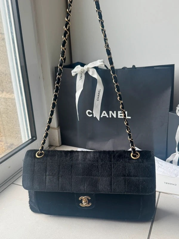 Chanel Pony Hair & Velvet Chocolate Bar Flap Bag