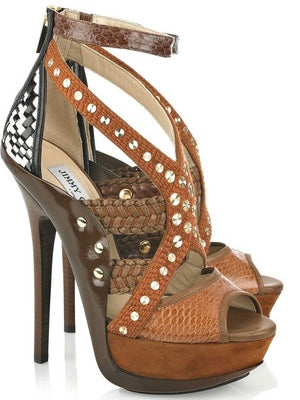 Jimmy Choo Python Wrap Platform Heels - 36.5 + 38