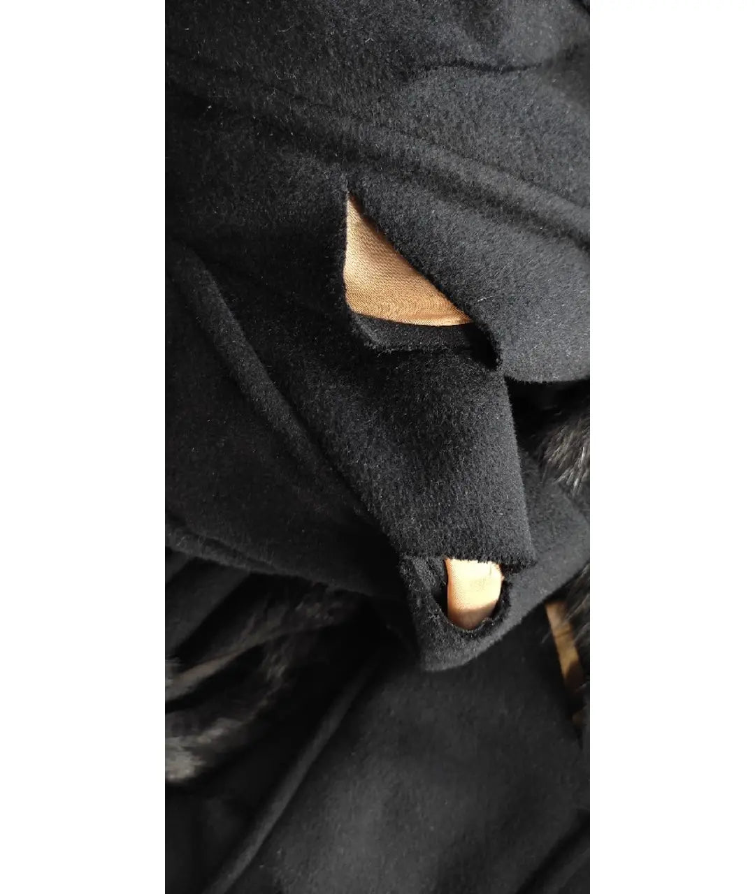 Versace 2003 Fox Embellished Cut Out Details Black Angora Coat - S/M