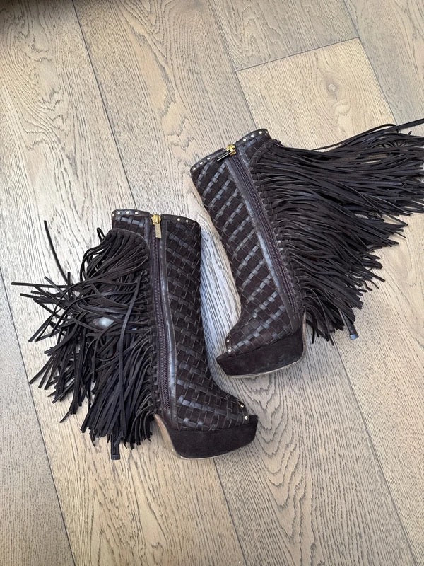 Jimmy Choo Suede Fringe Tassel Boots - 37