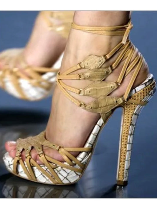 Dior 2009 Crocodile Lace Up Heels - 37