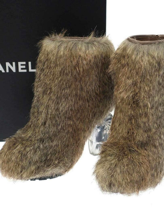 Chanel Fur Ankle Boots - 36