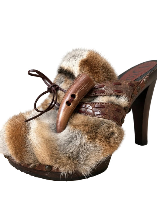 Dior Fur Clog Heels  - 37.5 + 38