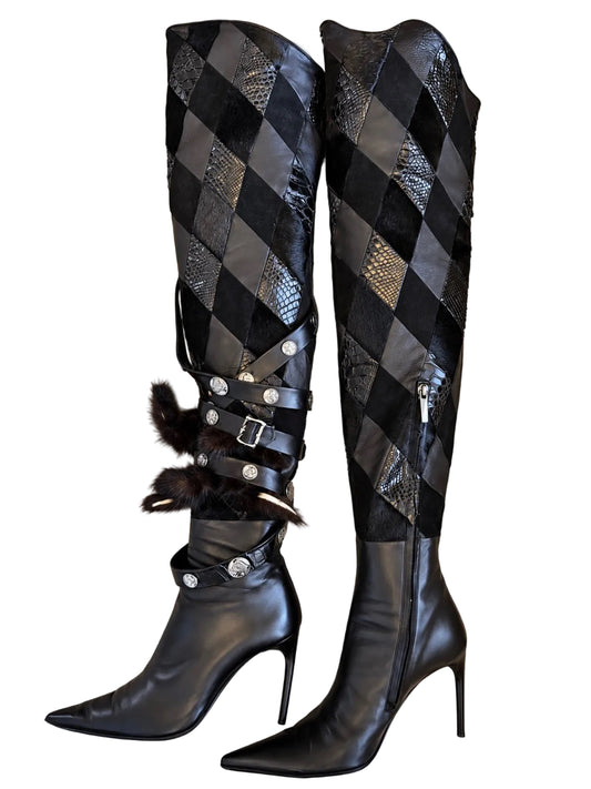 Gianmarco Lorenzi Fur Patchwork Boots - 37