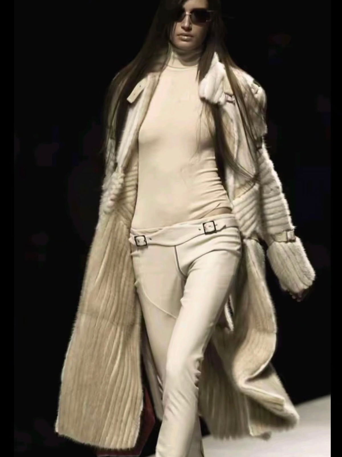 Versace F/W 2003 Runway Mink Coat with Bondage Detail - S