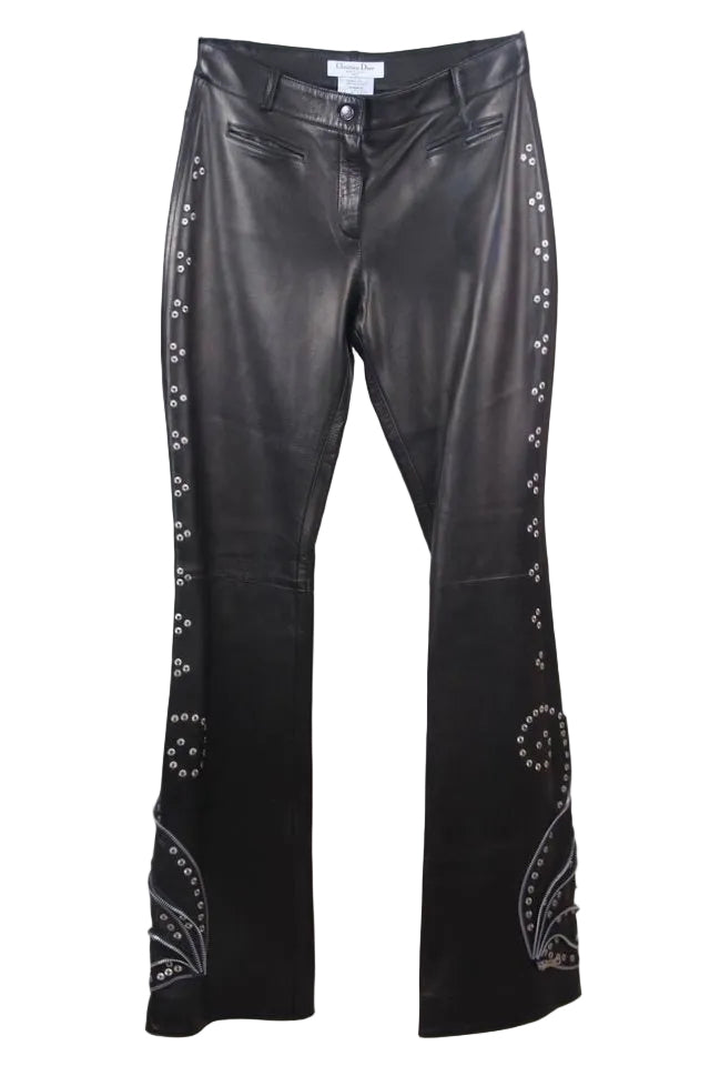 Dior 2003 Leather Studded Trousers - M
